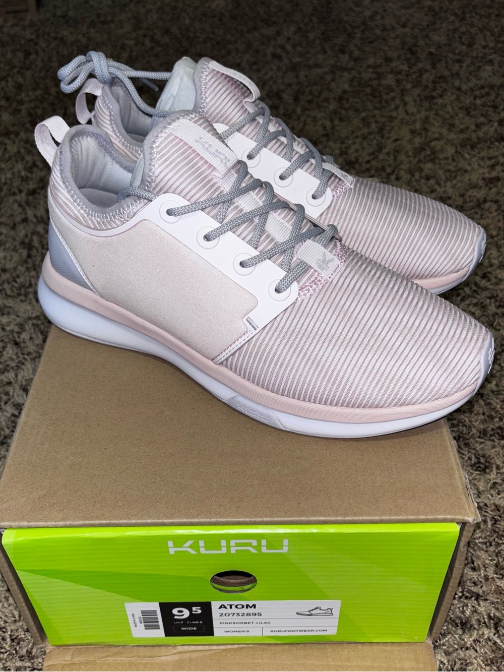 KURU Atom Shoes Womens Size 9.5 Wide Pink Sorbet Walking Running Gym Sneakers